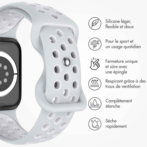 imoshion Bracelet sport⁺ Apple Watch Series 1-9 / SE - 38/40/41 mm / Series 10 - 42 mm - Taille S/M - Pure Platinum & White