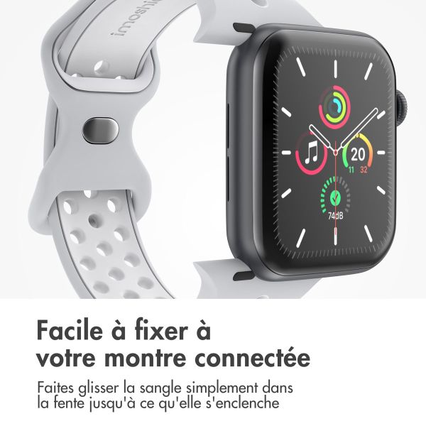 imoshion Bracelet sport⁺ Apple Watch Series 1-9 / SE - 38/40/41 mm / Series 10 - 42 mm - Taille S/M - Pure Platinum & White