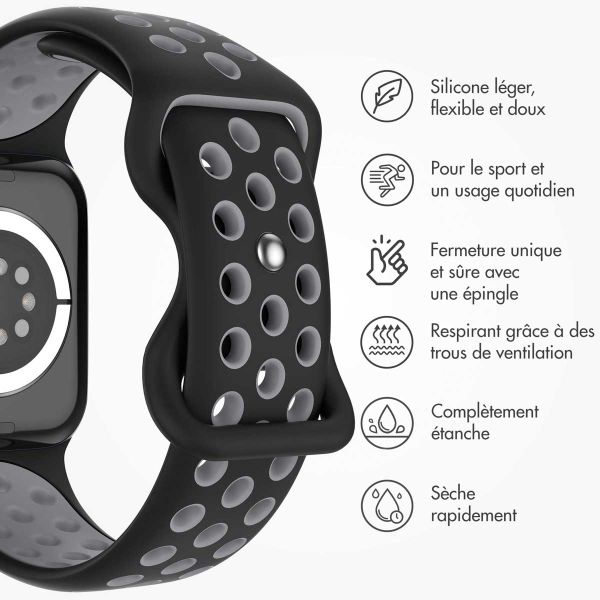 imoshion Bracelet sport⁺ Apple Watch Series 1-9 / SE - 38/40/41 mm / Series 10 - 42 mm - Taille S/M - Black & Anthracite