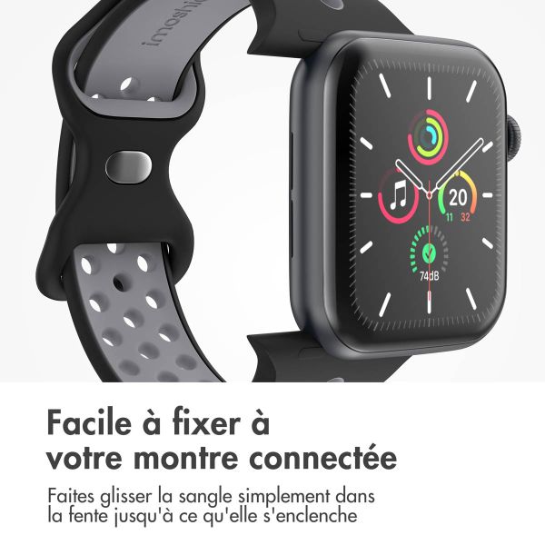 imoshion Bracelet sport⁺ Apple Watch Series 1-9 / SE - 38/40/41 mm / Series 10 - 42 mm - Taille S/M - Black & Anthracite