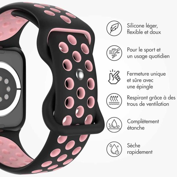 imoshion Bracelet sport⁺ Apple Watch Series 1-9 / SE - 38/40/41 mm / Series 10 - 42 mm - Taille S/M - Black Pink