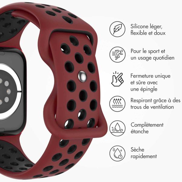 imoshion Bracelet sport⁺ Apple Watch Series 1-9 / SE - 38/40/41 mm / Series 10 - 42 mm - Taille S/M - Wine Red & Black