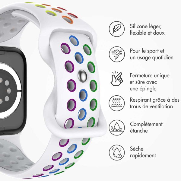 imoshion Bracelet sport⁺ Apple Watch Series 1-9 / SE - 38/40/41 mm / Series 10 - 42 mm - Taille S/M - White Rainbow