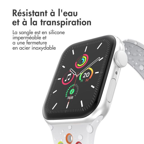 imoshion Bracelet sport⁺ Apple Watch Series 1-9 / SE - 38/40/41 mm / Series 10 - 42 mm - Taille S/M - White Rainbow