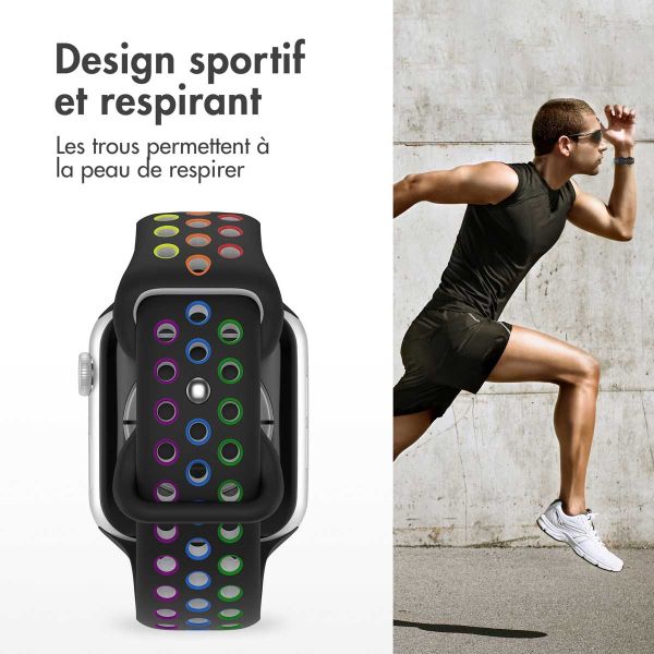 imoshion Bracelet sport⁺ Apple Watch Series 1-10 / SE / Ultra (2) - 42/44/45/46/49 mm - Taille S/M - Black Rainbow