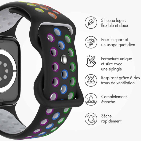 imoshion Bracelet sport⁺ Apple Watch Series 1-10 / SE / Ultra (2) - 42/44/45/46/49 mm - Taille S/M - Black Rainbow