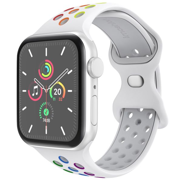 iMoshion Bracelet sport⁺ Apple Watch Series 1-9 / SE / Ultra (2) - 42/44/45/49 mm - Taille S/M - White Rainbow