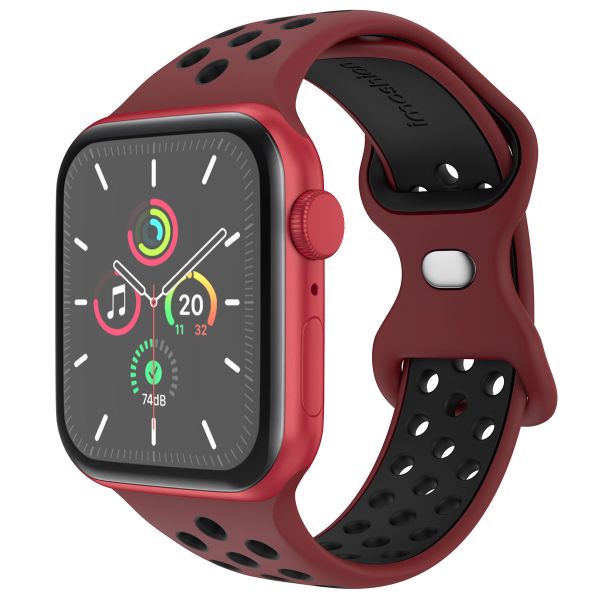 imoshion Bracelet sport⁺ Apple Watch Series 1-10 / SE / Ultra (2) - 42/44/45/46/49 mm - Taille M/L - Wine Red & Black