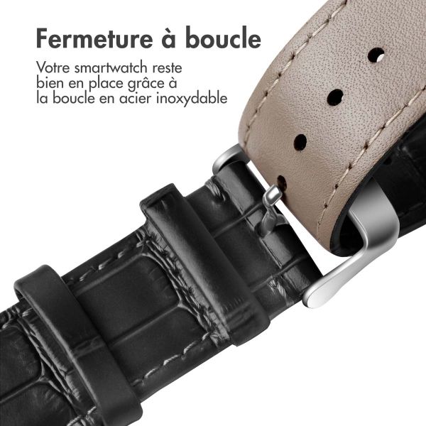 imoshion Bracelet Cuir Crocodile Apple Watch Series 1-9 / SE - 38/40/41 mm / Series 10 - 42 mm - Noir