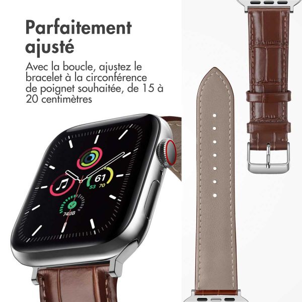 imoshion Bracelet Cuir Crocodile Apple Watch Series 1-9 / SE - 38/40/41 mm / Series 10 - 42 mm - Brun