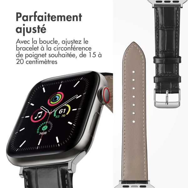 iMoshion Bracelet Cuir Crocodile Apple Watch Series 1-9 / SE / Ultra (2) - 42/44/45/49 mm - Noir