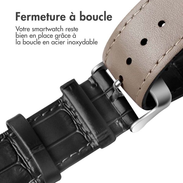 iMoshion Bracelet Cuir Crocodile Apple Watch Series 1-9 / SE / Ultra (2) - 42/44/45/49 mm - Noir