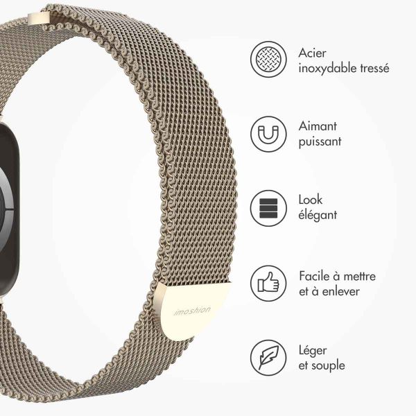 imoshion Bracelet magnétique milanais Apple Watch Series 1-9 / SE - 38/40/41 mm / Series 10 - 42 mm - Taille S - Starlight