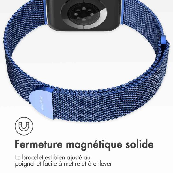 imoshion Bracelet magnétique milanais Apple Watch Series 1-9 / SE - 38/40/41 mm / Series 10 - 42 mm - Taille S - Bleu