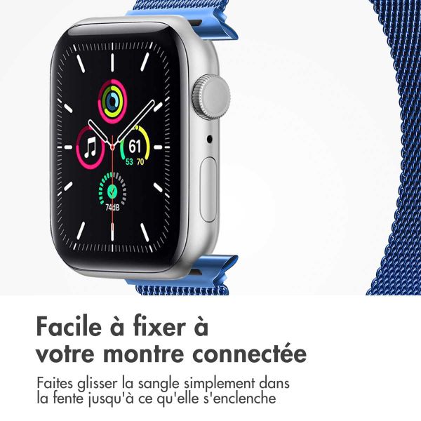 imoshion Bracelet magnétique milanais Apple Watch Series 1-9 / SE - 38/40/41 mm / Series 10 - 42 mm - Taille S - Bleu