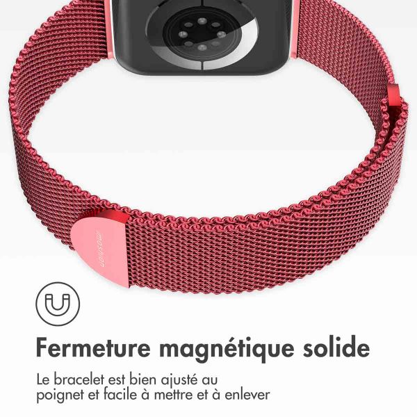 imoshion Bracelet magnétique milanais Apple Watch Series 1-9 / SE - 38/40/41 mm / Series 10 - 42 mm - Taille S - Rouge