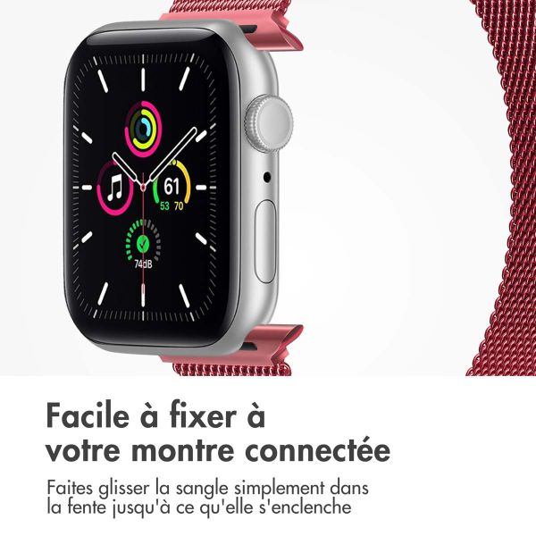 imoshion Bracelet magnétique milanais Apple Watch Series 1-9 / SE - 38/40/41 mm / Series 10 - 42 mm - Taille S - Rouge