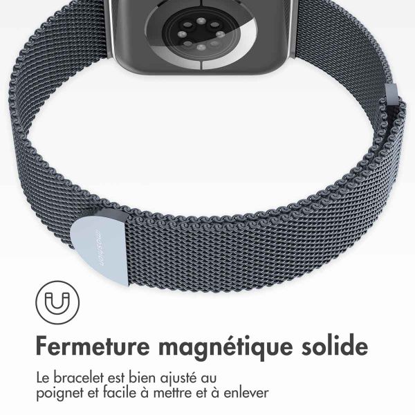 imoshion Bracelet magnétique milanais Apple Watch Series 1-9 / SE - 38/40/41 mm / Series 10 - 42 mm - Taille S - Gris