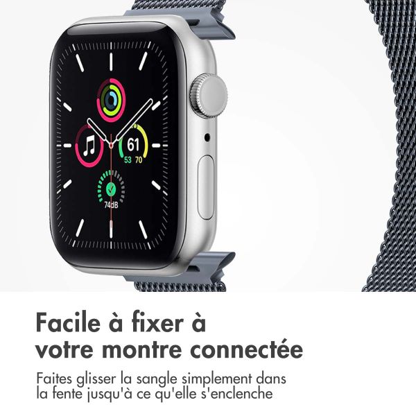 imoshion Bracelet magnétique milanais Apple Watch Series 1-9 / SE - 38/40/41 mm / Series 10 - 42 mm - Taille S - Gris