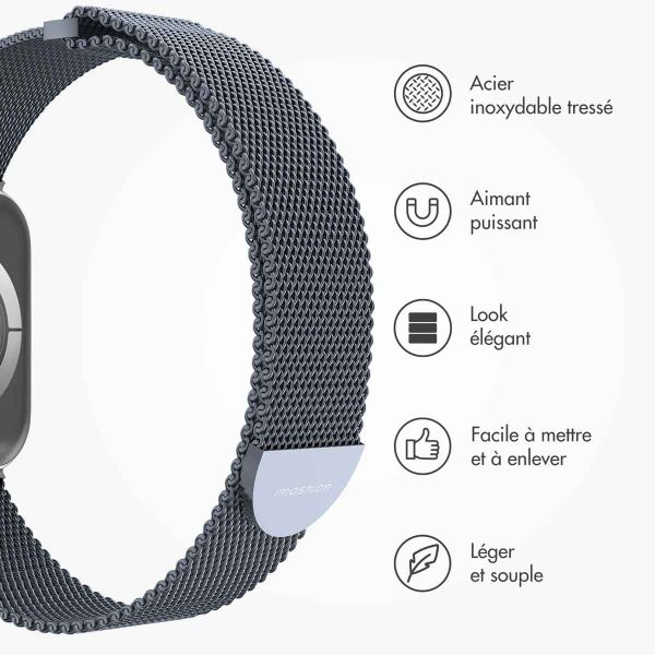 imoshion Bracelet magnétique milanais Apple Watch Series 1-9 / SE - 38/40/41 mm / Series 10 - 42 mm - Taille S - Gris