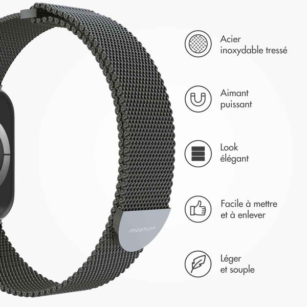 iMoshion Bracelet magnétique milanais Apple Watch Series 1-9 / SE - 38/40/41 mm - Taille S - Space Gray