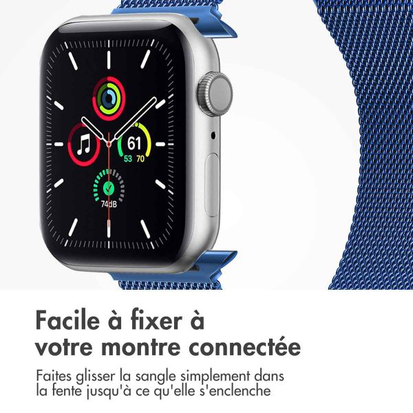 imoshion Bracelet magnétique milanais Apple Watch Series 1-9 / SE - 38/40/41 mm / Series 10 - 42 mm - Taille M - Bleu