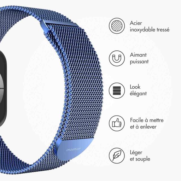 imoshion Bracelet magnétique milanais Apple Watch Series 1-9 / SE - 38/40/41 mm / Series 10 - 42 mm - Taille M - Bleu