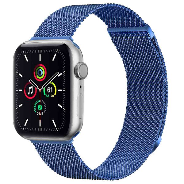 imoshion Bracelet magnétique milanais Apple Watch Series 1-9 / SE - 38/40/41 mm / Series 10 - 42 mm - Taille M - Bleu