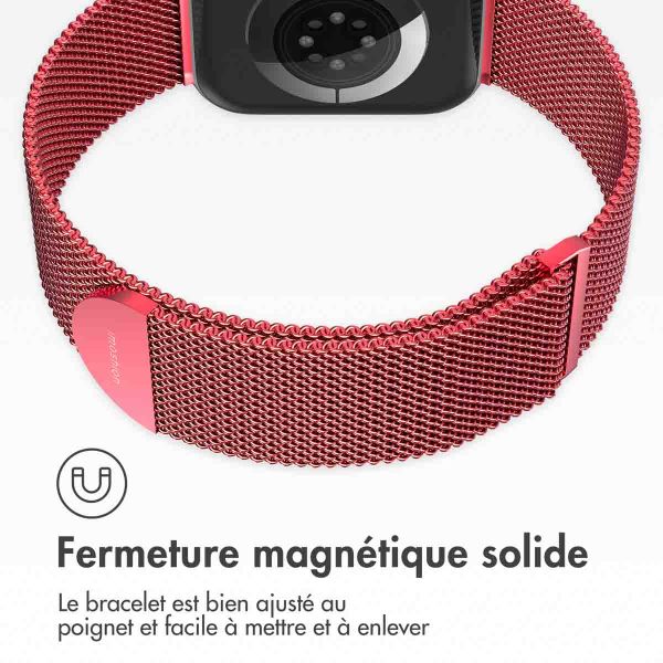 imoshion Bracelet magnétique milanais Apple Watch Series 1-9 / SE - 38/40/41 mm / Series 10 - 42 mm - Taille M - Rouge