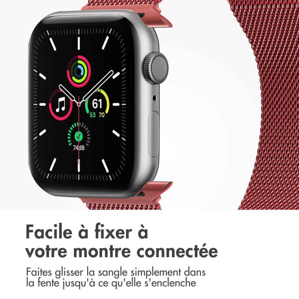 imoshion Bracelet magnétique milanais Apple Watch Series 1-9 / SE - 38/40/41 mm / Series 10 - 42 mm - Taille M - Rouge