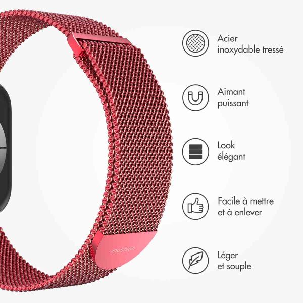 imoshion Bracelet magnétique milanais Apple Watch Series 1-9 / SE - 38/40/41 mm / Series 10 - 42 mm - Taille M - Rouge