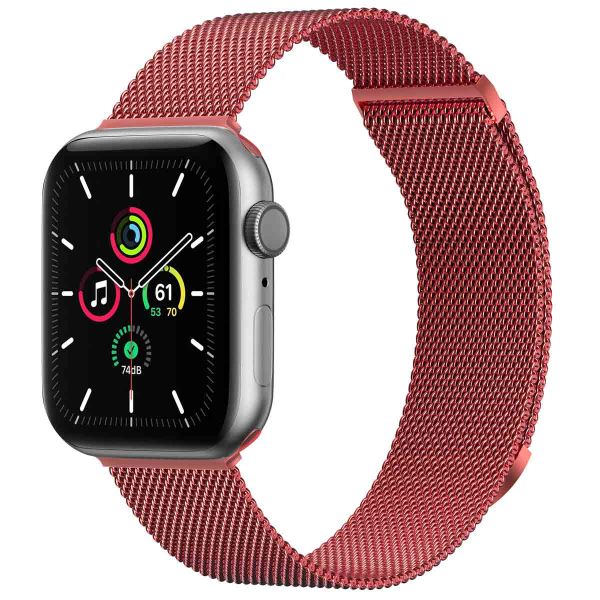 imoshion Bracelet magnétique milanais Apple Watch Series 1-9 / SE - 38/40/41 mm / Series 10 - 42 mm - Taille M - Rouge