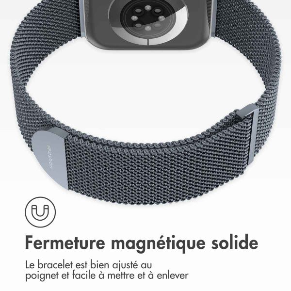 imoshion Bracelet magnétique milanais Apple Watch Series 1-9 / SE - 38/40/41 mm / Series 10 - 42 mm - Taille M - Gris