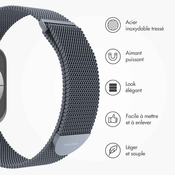 imoshion Bracelet magnétique milanais Apple Watch Series 1-9 / SE - 38/40/41 mm / Series 10 - 42 mm - Taille M - Gris