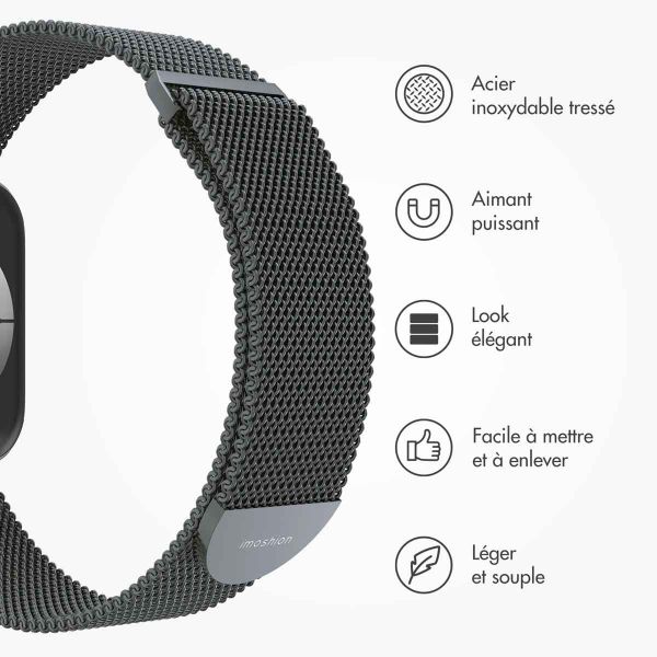 imoshion Bracelet magnétique milanais Apple Watch Series 1-9 / SE - 38/40/41 mm / Series 10 - 42 mm - Taille M - Space Gray