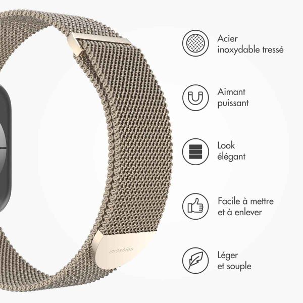 imoshion Bracelet magnétique milanais Apple Watch Series 1-10 / SE / Ultra (2) - 42/44/45/46/49 mm - Taille M - Starlight