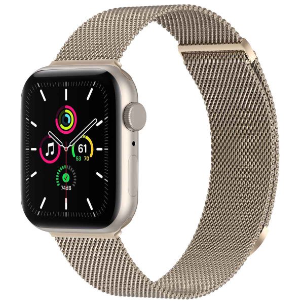 imoshion Bracelet magnétique milanais Apple Watch Series 1-10 / SE / Ultra (2) - 42/44/45/46/49 mm - Taille M - Starlight