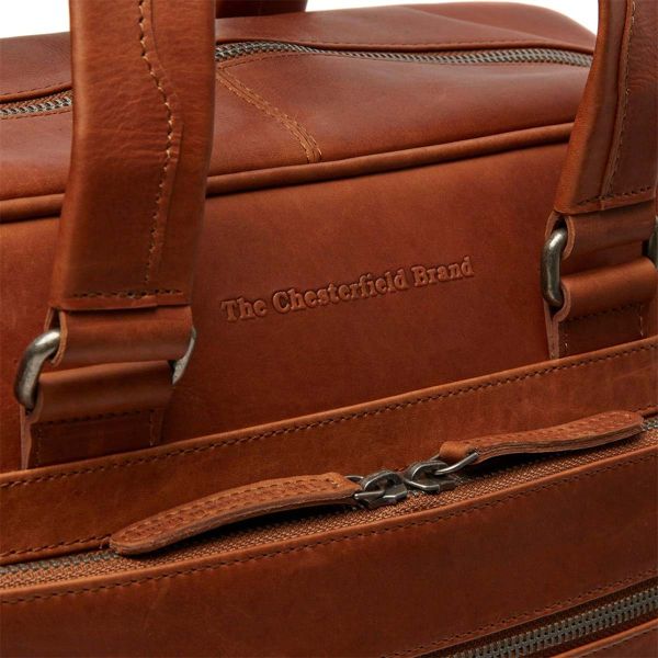 The Chesterfield Brand Sac ordinateur 15-15.6 pouces Singapore - Cuir véritable - Cognac