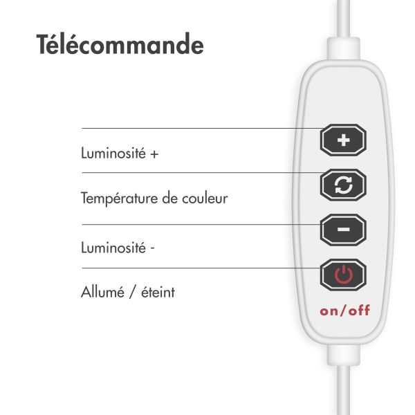 imoshion Lumière LED annulaire - Téléphone à lampe annulaire - Lampe annulaire avec trépied - Réglable - Blanc