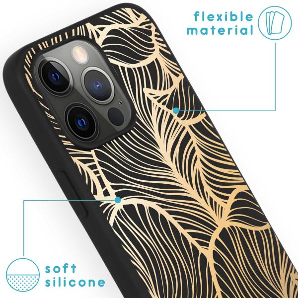 iMoshion Coque Design iPhone 13 Pro - Feuilles / Noir