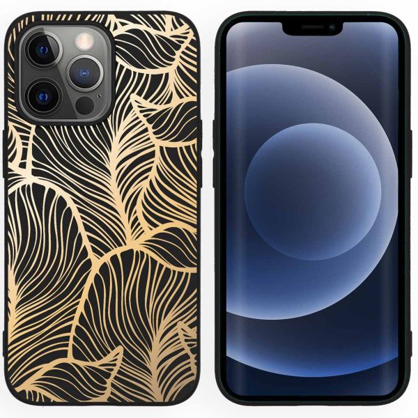 iMoshion Coque Design iPhone 13 Pro - Feuilles / Noir