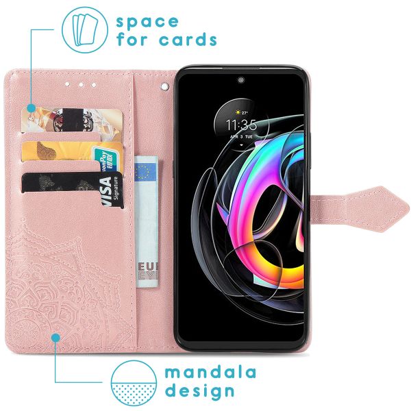 imoshion Etui de téléphone portefeuille Mandala Motorola Moto Edge 20 Lite - Rose or