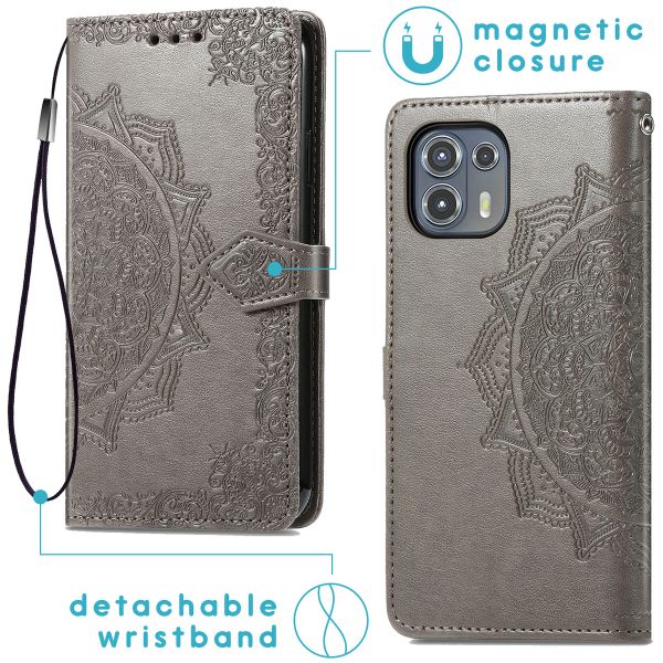 imoshion Etui de téléphone portefeuille Mandala Motorola Moto Edge 20 Lite - Gris