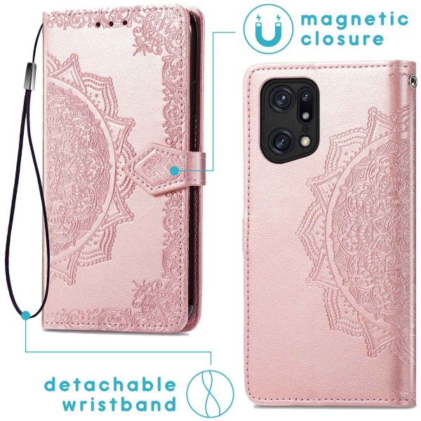 imoshion Etui de téléphone Mandala Oppo Find X5 5G - Rose Dorée