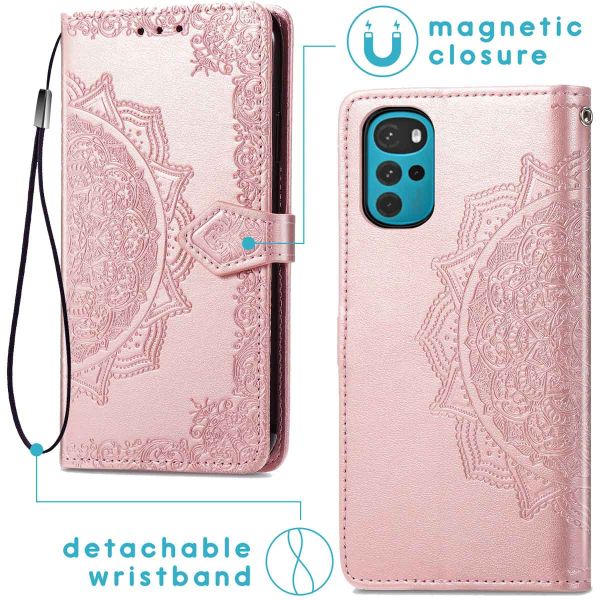 imoshion Etui de téléphone portefeuille Mandala Motorola Moto G22 - Rose Dorée