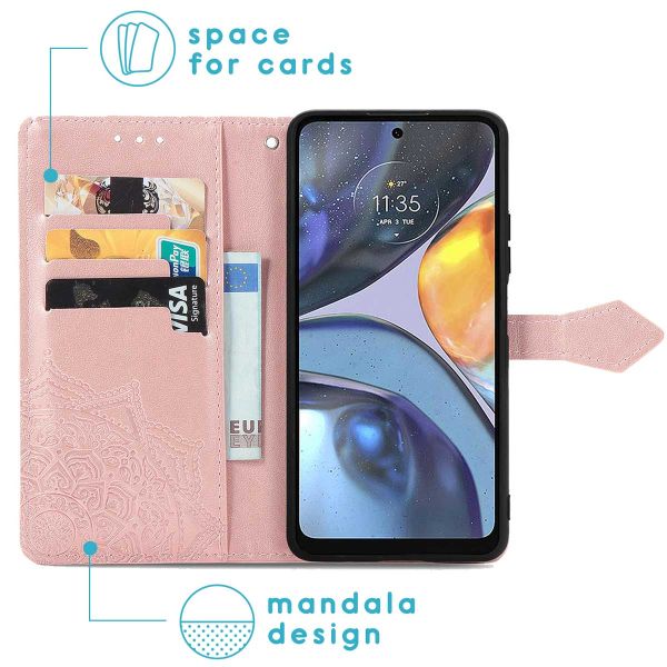 iMoshion Etui de téléphone portefeuille Mandala Motorola Moto G22 - Rose Dorée