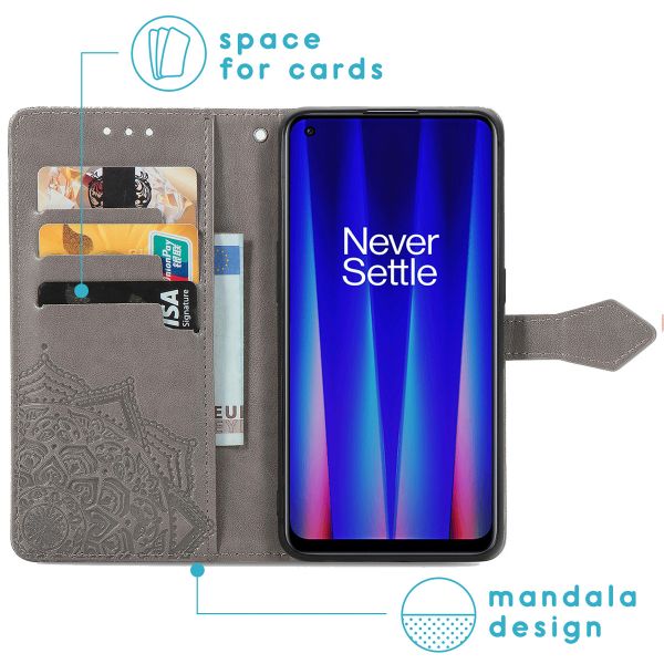 imoshion Etui de téléphone portefeuille Mandala OnePlus Nord CE 2 5G - Gris