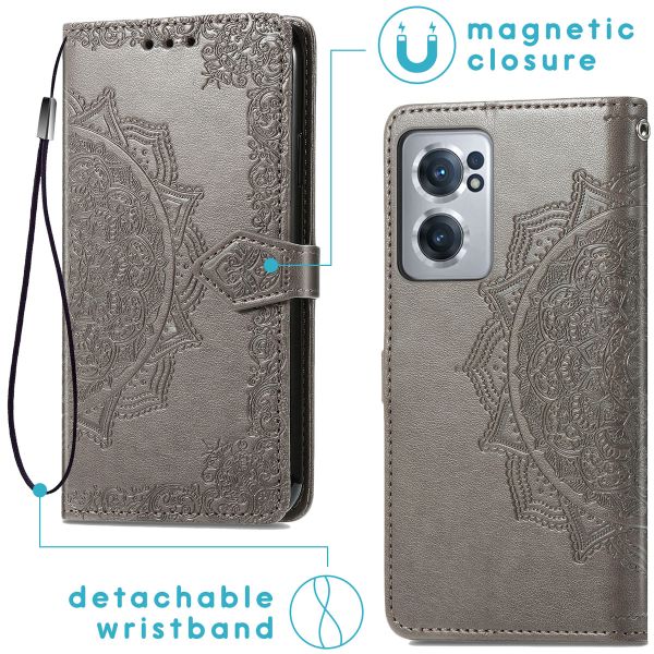 iMoshion Etui de téléphone portefeuille Mandala OnePlus Nord CE 2 5G - Gris