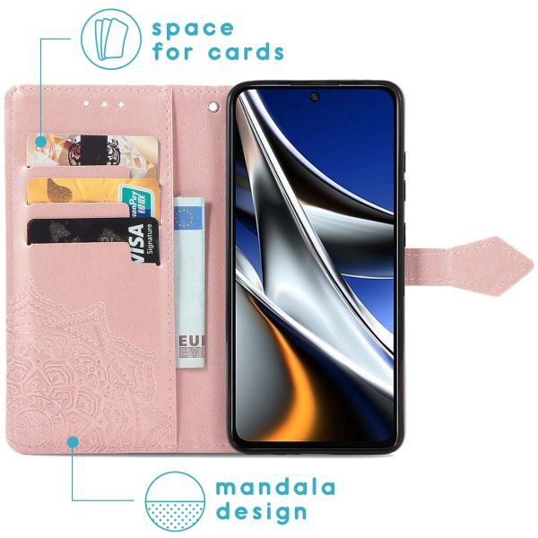 iMoshion Etui de téléphone portefeuille Mandala Xiaomi Poco X4 Pro 5G - Rose Dorée