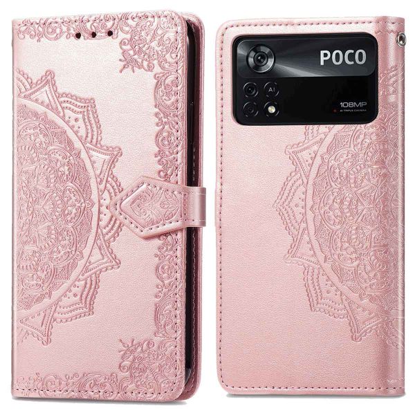 iMoshion Etui de téléphone portefeuille Mandala Xiaomi Poco X4 Pro 5G - Rose Dorée